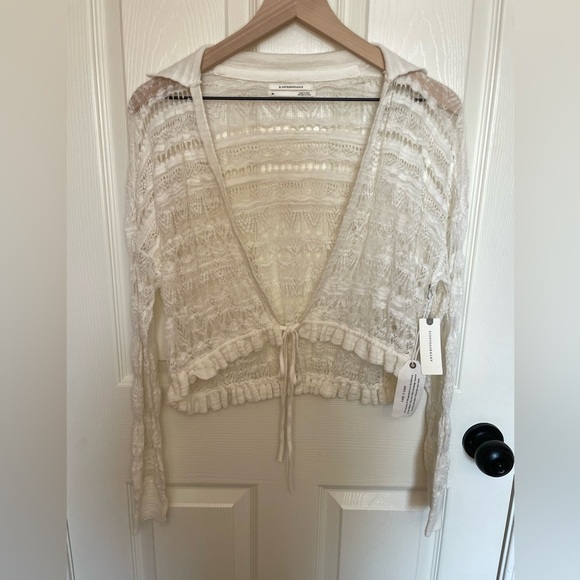 NWT By Anthropologie Bubble-Cinched Cropped Cardigan Sweater - Picture 3 of 7